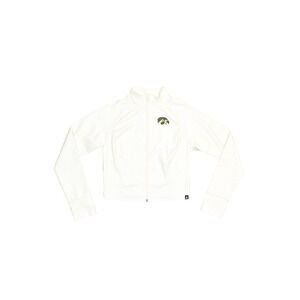 NEW Certo Women's Cropped Full Zip Ribbed Athletic Jacket Bone Size M